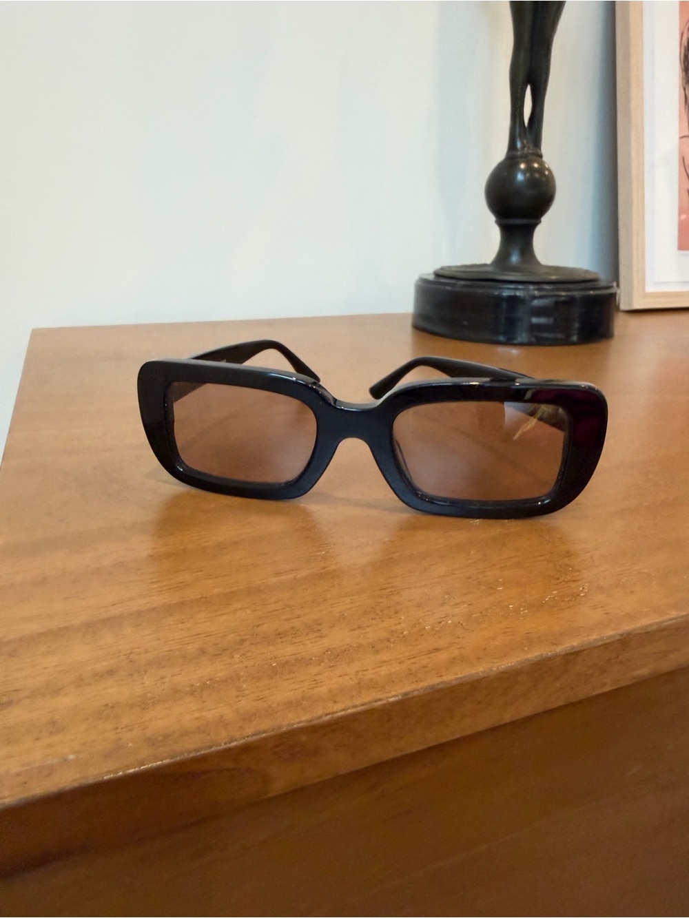 Oversized Black Rectangular Sunglasses